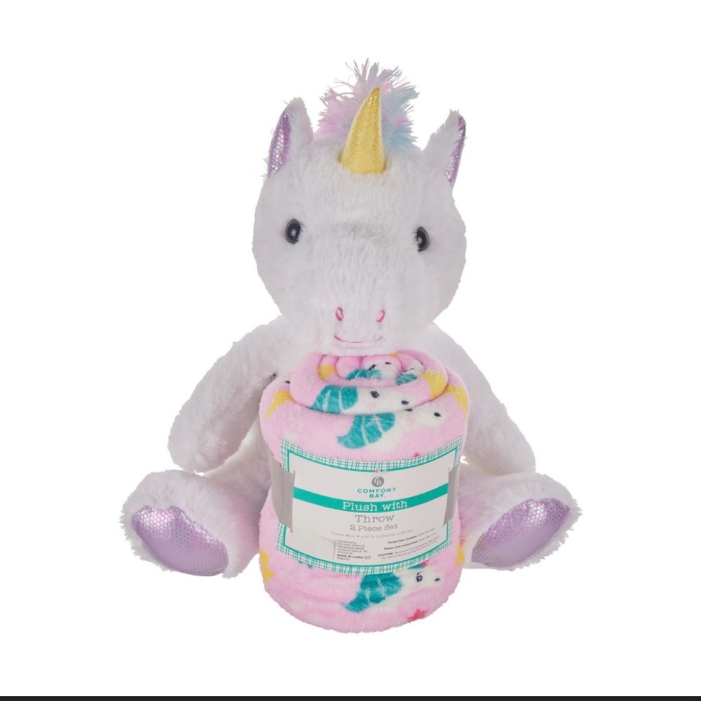 *new*Comfort Bay Plush with Throw Unicorn